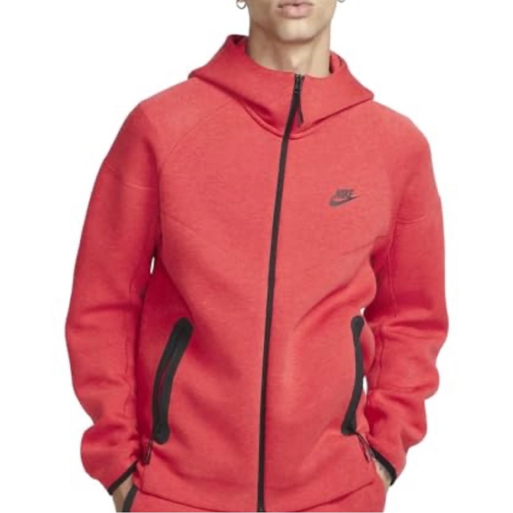 Nike Red Tech Fleece Hooded Full-Zip Jacket with Hoodie
